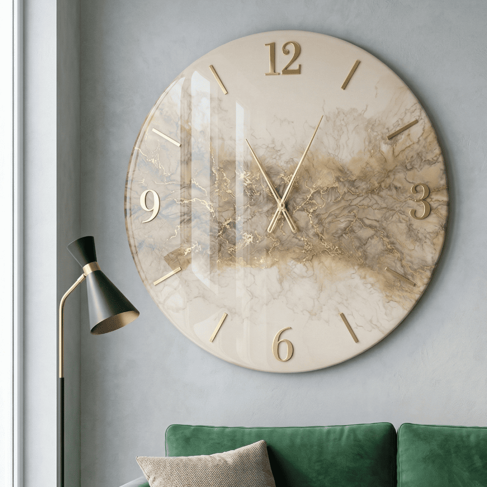 Golden Marble Resin Wall Clock — view 2