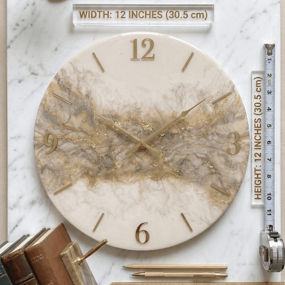 Golden Marble Resin Wall Clock — view 5