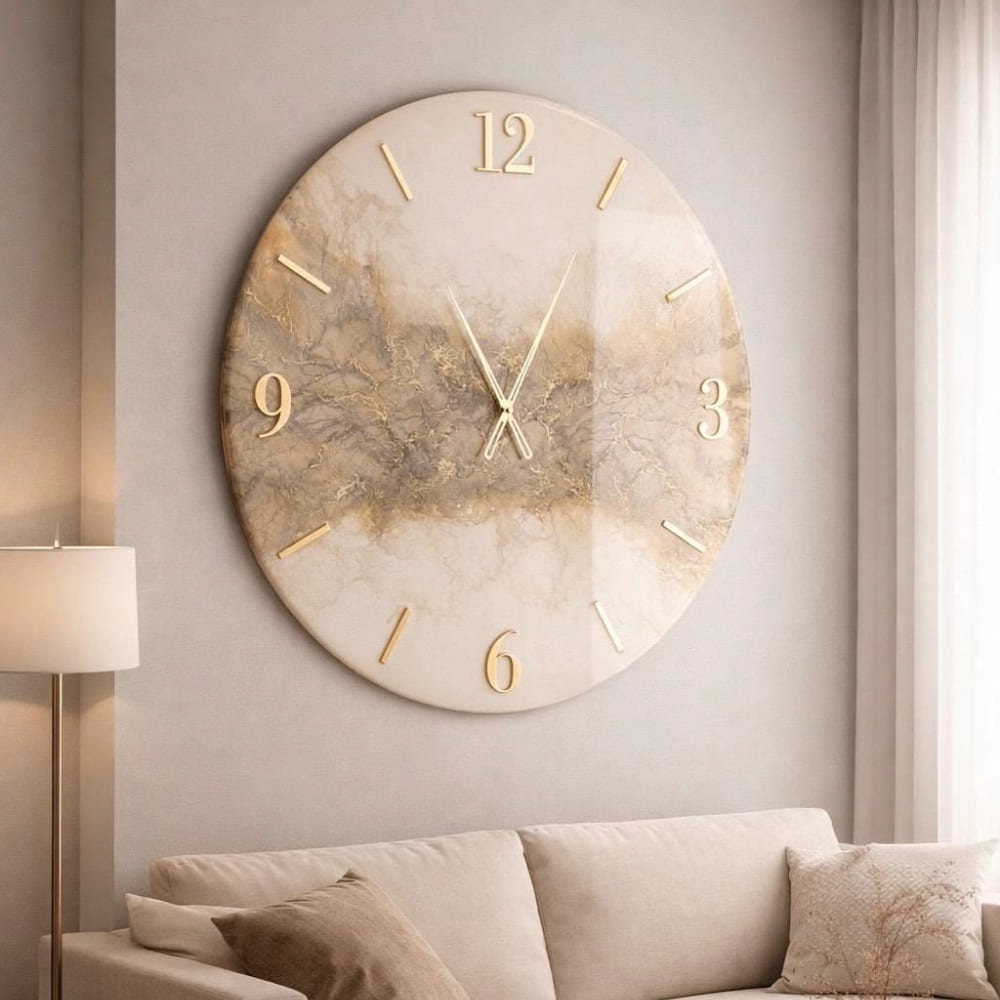 Golden Marble Resin Wall Clock — view 4