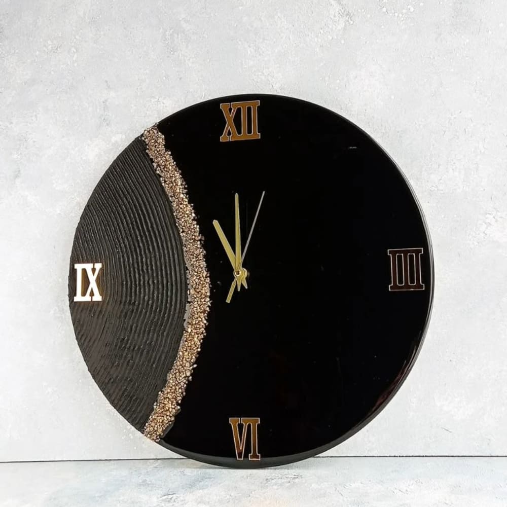 Glossy Black Resin Roman Wall Clock — view 5