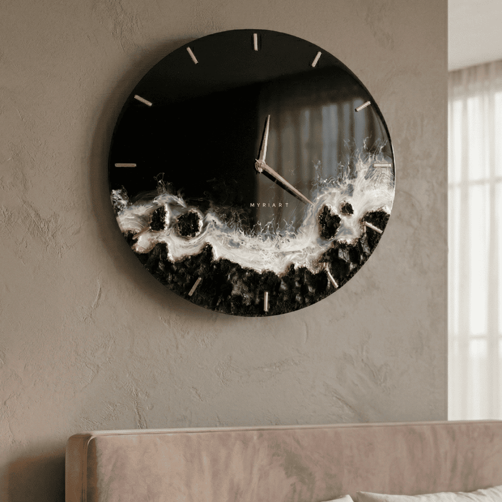 Black Geode Epoxy Resin Wall Clock — view 3