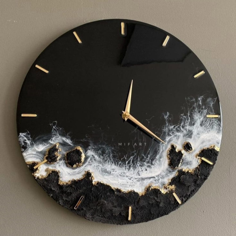 Black Geode Epoxy Resin Wall Clock — home by Giftistan