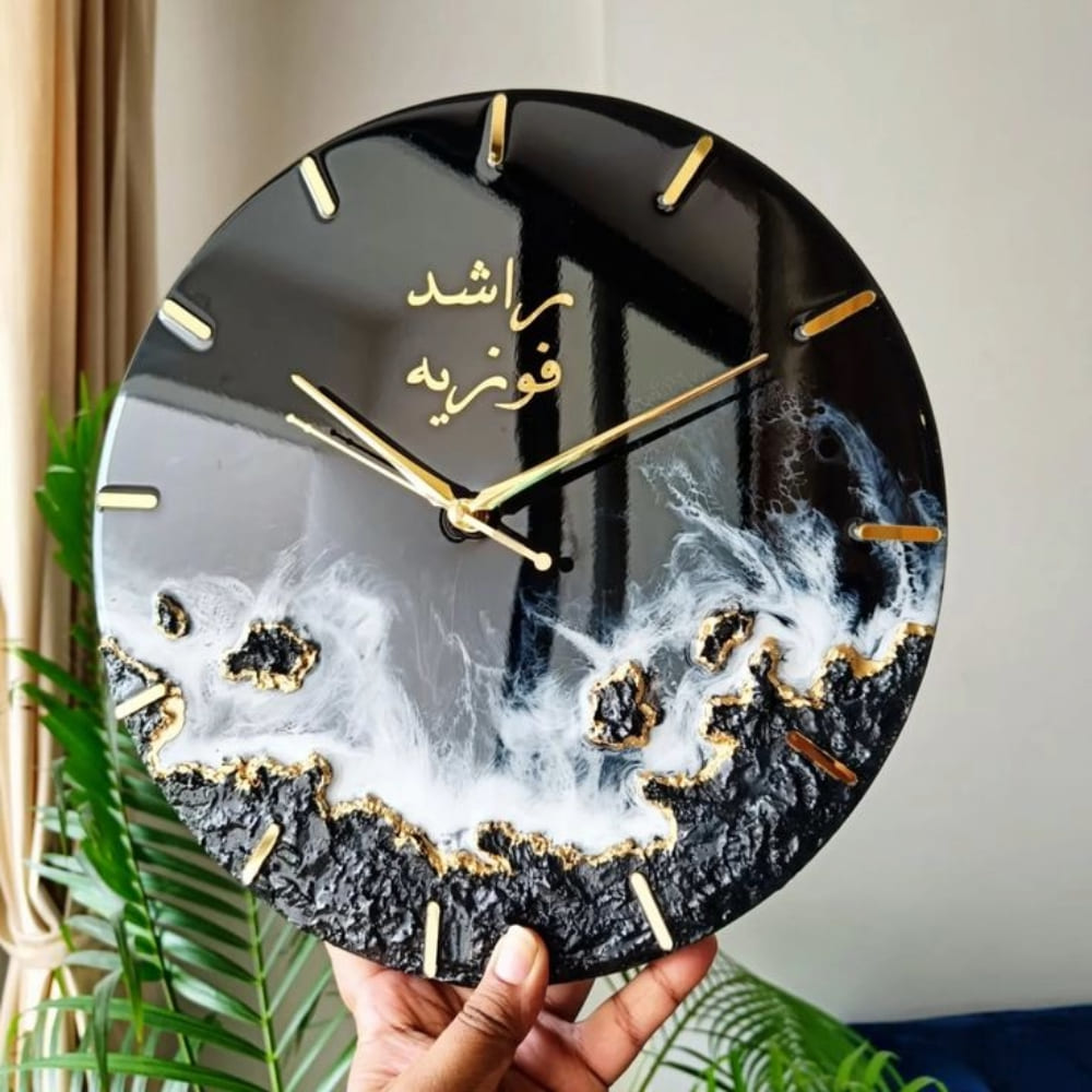 Black Gold Geode Epoxy Resin Wall Clock — home by Giftistan