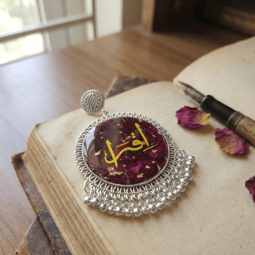 Customized Resin Earrings with Name & Rose | Rose Preservation — view 2