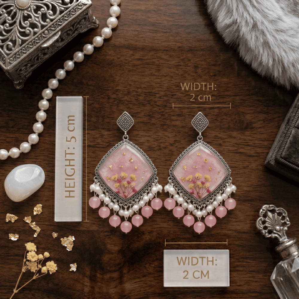 Handcrafted Pressed Daisy Bohemian Resin Earrings — view 4