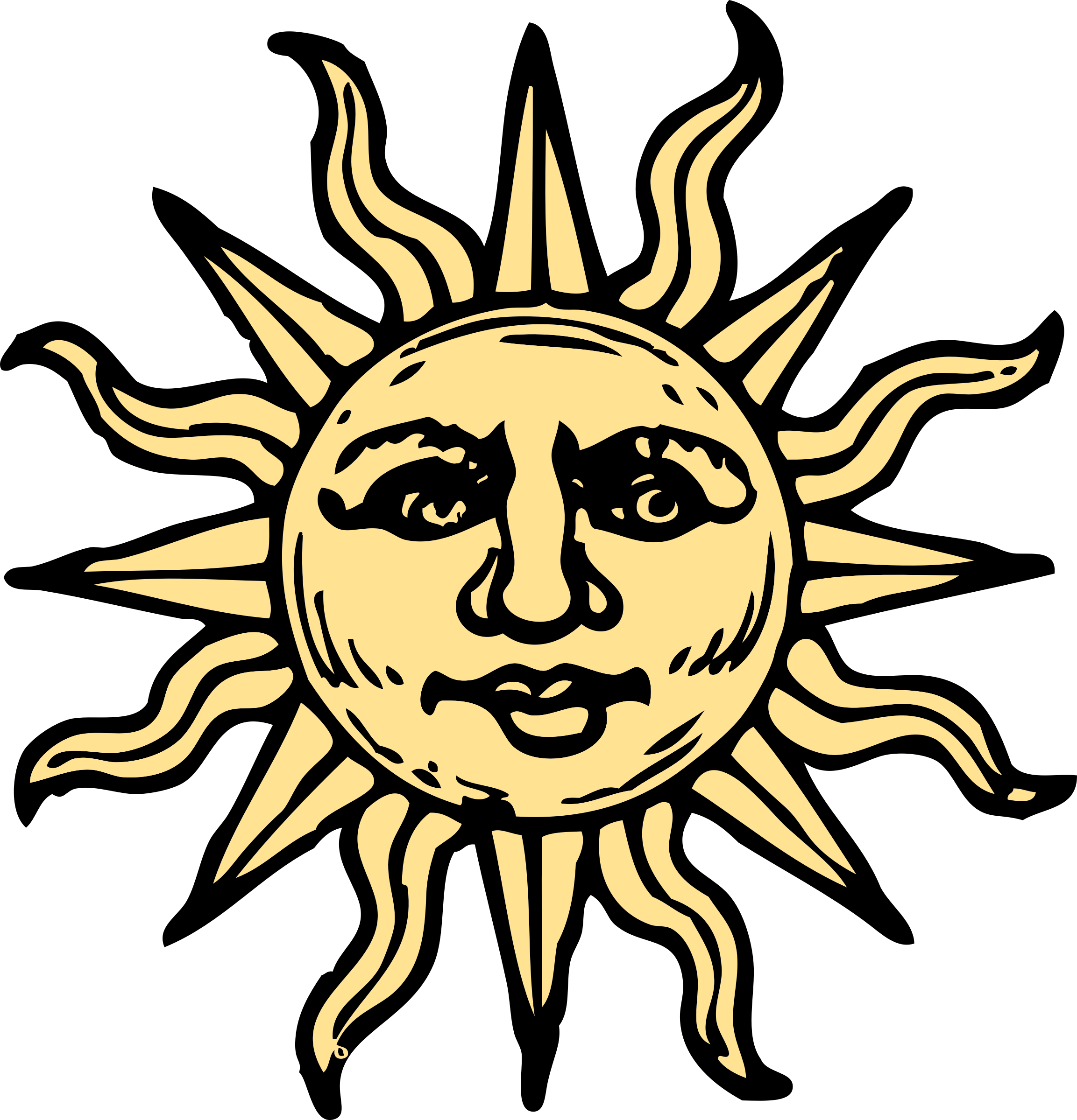 Vintage Sun Cliparts - Sun With A Face - Free Transparent PNG Clipart Images Download. - Transparent PNG Free Download