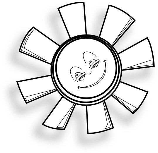 Happy Sun Gm Black White Line Art 555px - Sun Black And White Clipcart - Free Transparent PNG Clipart Images Download. - Transparent PNG Free Download