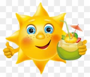 Soleil Content Avec Cocktail - Sun Emoji - Free Transparent PNG Clipart Images Download. - Transparent PNG Free Download