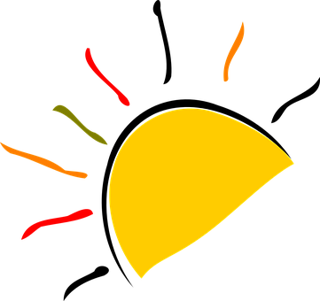 Sun Rise Set Dawn Rays Yellow Red Black Be - Half Of A Yellow Sun - Free Transparent PNG Clipart Images Download. - Transparent PNG Free Download
