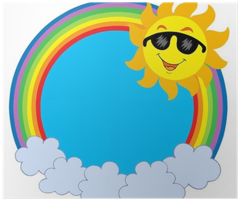 Poster Cartoon Sun Mit Sonnenbrille Im Regenbogenkreis - Cartoon Sun With Sunglasses - Free Transparent PNG Clipart Images Download. - Transparent PNG Free Download