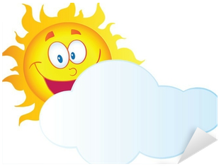 Happy Sun Cartoon Character Hiding Behind Cloud Sticker - Cartoon Cloud And Sun - Free Transparent PNG Clipart Images Download. - Transparent PNG Free Download