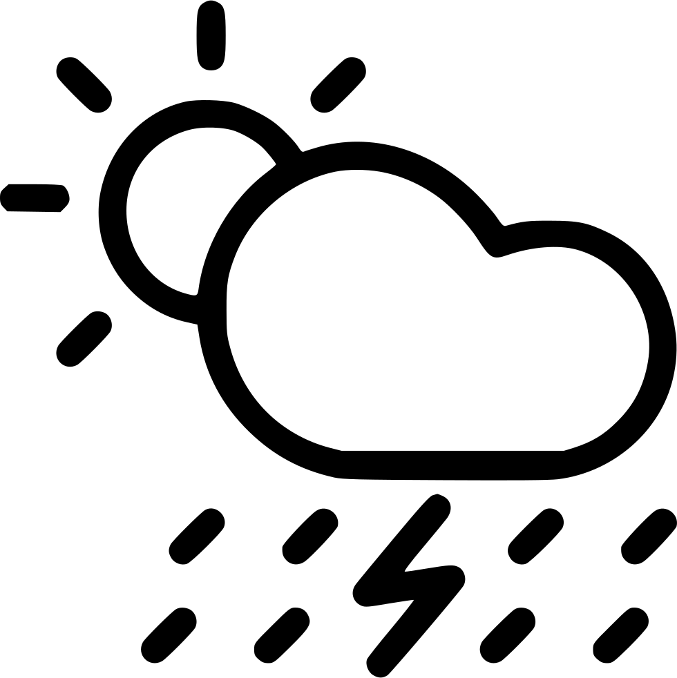 Cloud Rain Rainfall Thunder Daytime Lightning Sun Comments - Sun And Thunder Black & White Clip Art - Free Transparent PNG Clipart Images Download. - Transparent PNG Free Download