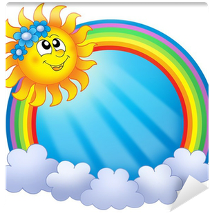 Rainbow Circle With Sun And Clouds Wall Mural • Pixers® - Sun And Rainbow - Free Transparent PNG Clipart Images Download. - Transparent PNG Free Download