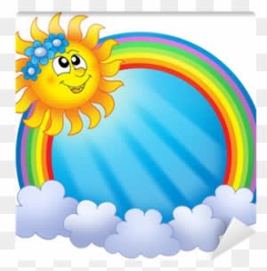 Rainbow Circle With Sun And Clouds Wall Mural • Pixers® - Sun And Rainbow - Free Transparent PNG Clipart Images Download. - Transparent PNG Free Download