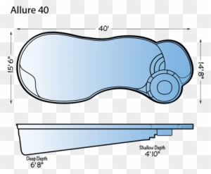 Allure 40 Fiberglass Pool Line Drawing From Signature - Pool Sun Shelf Depth - Free Transparent PNG Clipart Images Download. - Transparent PNG Free Download