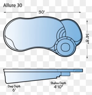 Allure 30 Fiberglass Pool Line Drawing From Signature - Fiberglass Pool With Sun Shelf - Free Transparent PNG Clipart Images Download. - Transparent PNG Free Download