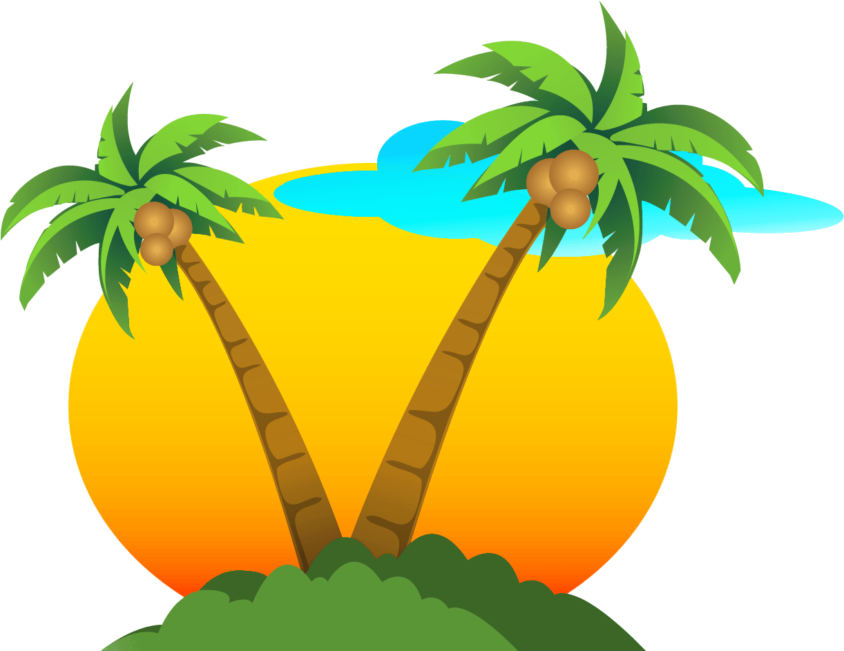 Image Result For Beach Clip Art Cartoon - Palm Tree Sun .png - Free Transparent PNG Clipart Images Download. - Transparent PNG Free Download