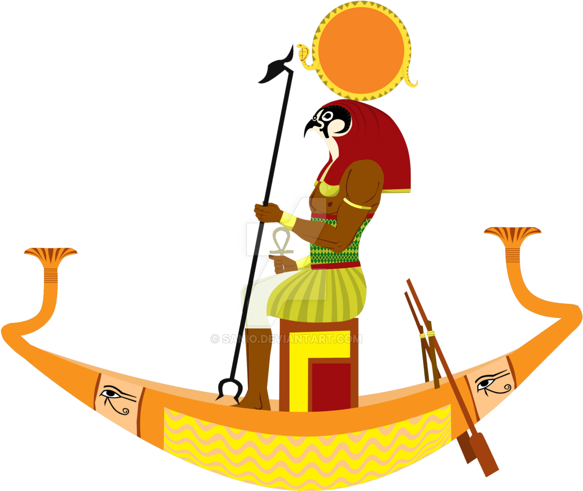 God Ra On A Sun Boat By Sanio - Amon Ra Sun God - Free Transparent PNG Clipart Images Download. - Transparent PNG Free Download