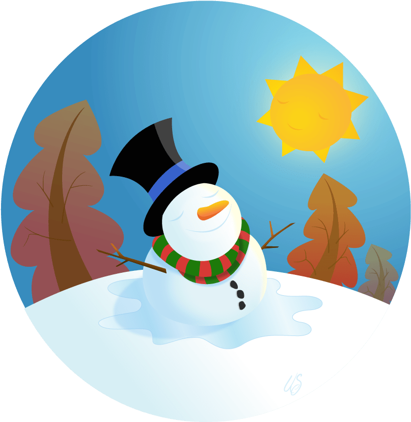 Snowman And The Sun - Free Transparent PNG Clipart Images Download. - Transparent PNG Free Download