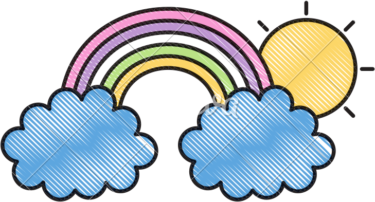 Rainbow Clouds And Sun Weather - Rainbow And Sun Drawing - Free Transparent PNG Clipart Images Download. - Transparent PNG Free Download