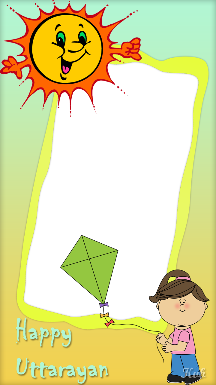 Girl Flying Kite Frame - Happy Sun Embroidery Design - Free Transparent PNG Clipart Images Download. - Transparent PNG Free Download