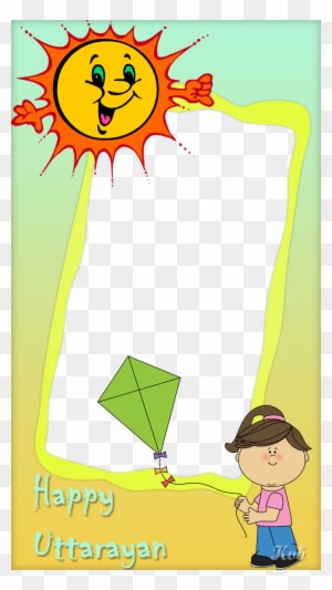 Girl Flying Kite Frame - Happy Sun Embroidery Design - Free Transparent PNG Clipart Images Download. - Transparent PNG Free Download