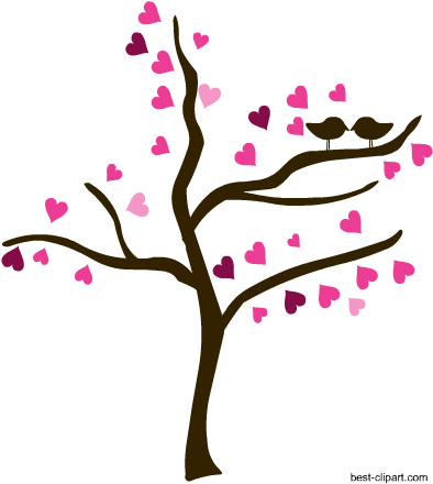 Love Birds On A Tree, Free Valentine Clip Art - Wedding - Free Transparent PNG Clipart Images Download. - Transparent PNG Free Download