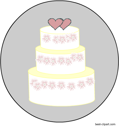 Big Wedding Cake With Two Hearts, Free Png Clip Art - Wedding Cake - Free Transparent PNG Clipart Images Download. - Transparent PNG Free Download