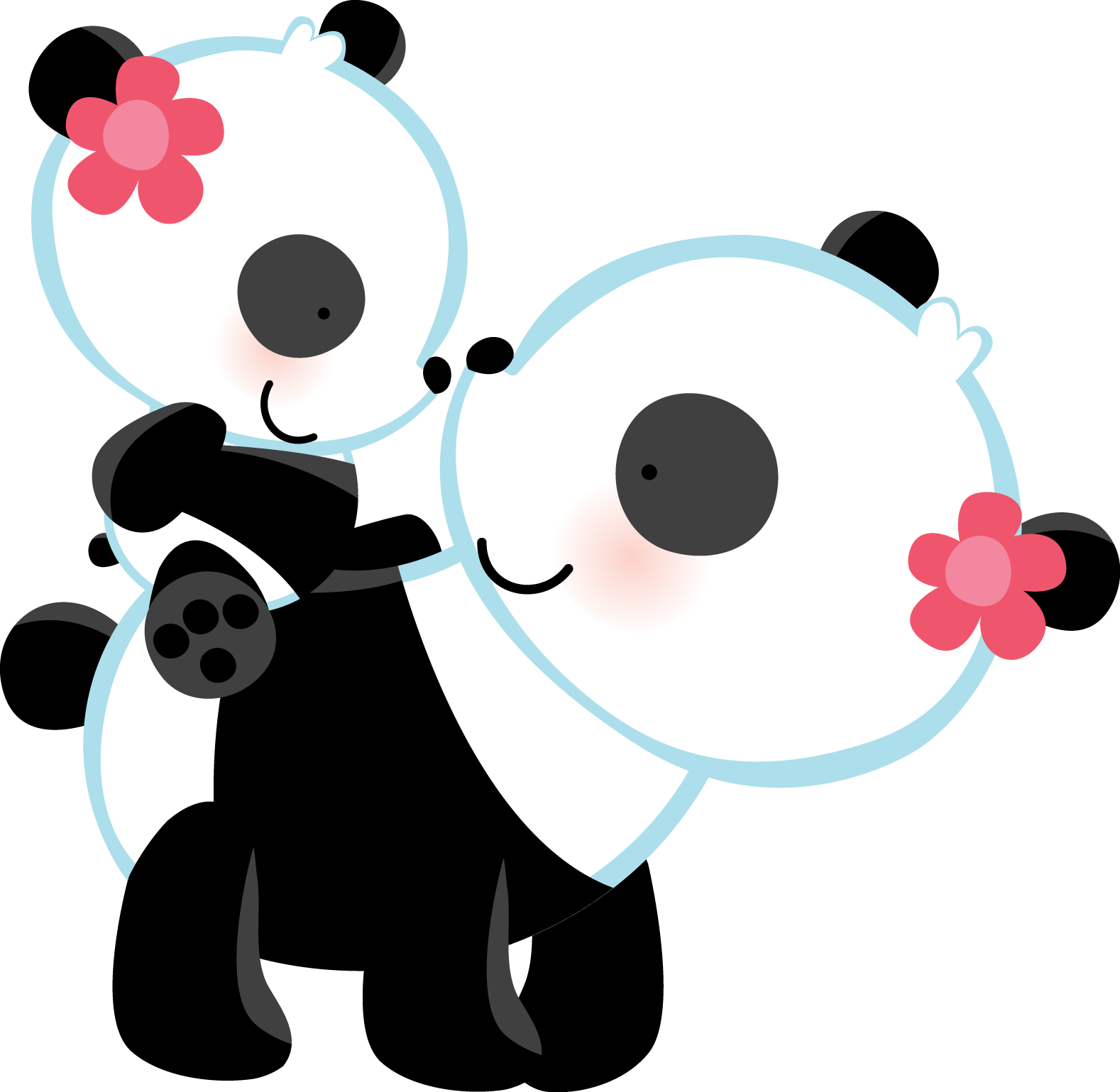 Panda Bear Love Wall Art Mural Decal For Baby Girl - Panda Wedding Invitations - Free Transparent PNG Clipart Images Download. - Transparent PNG Free Download