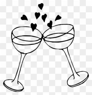 Wine Glasses - Black And White Wedding Clipart - Free Transparent PNG Clipart Images Download. - Transparent PNG Free Download