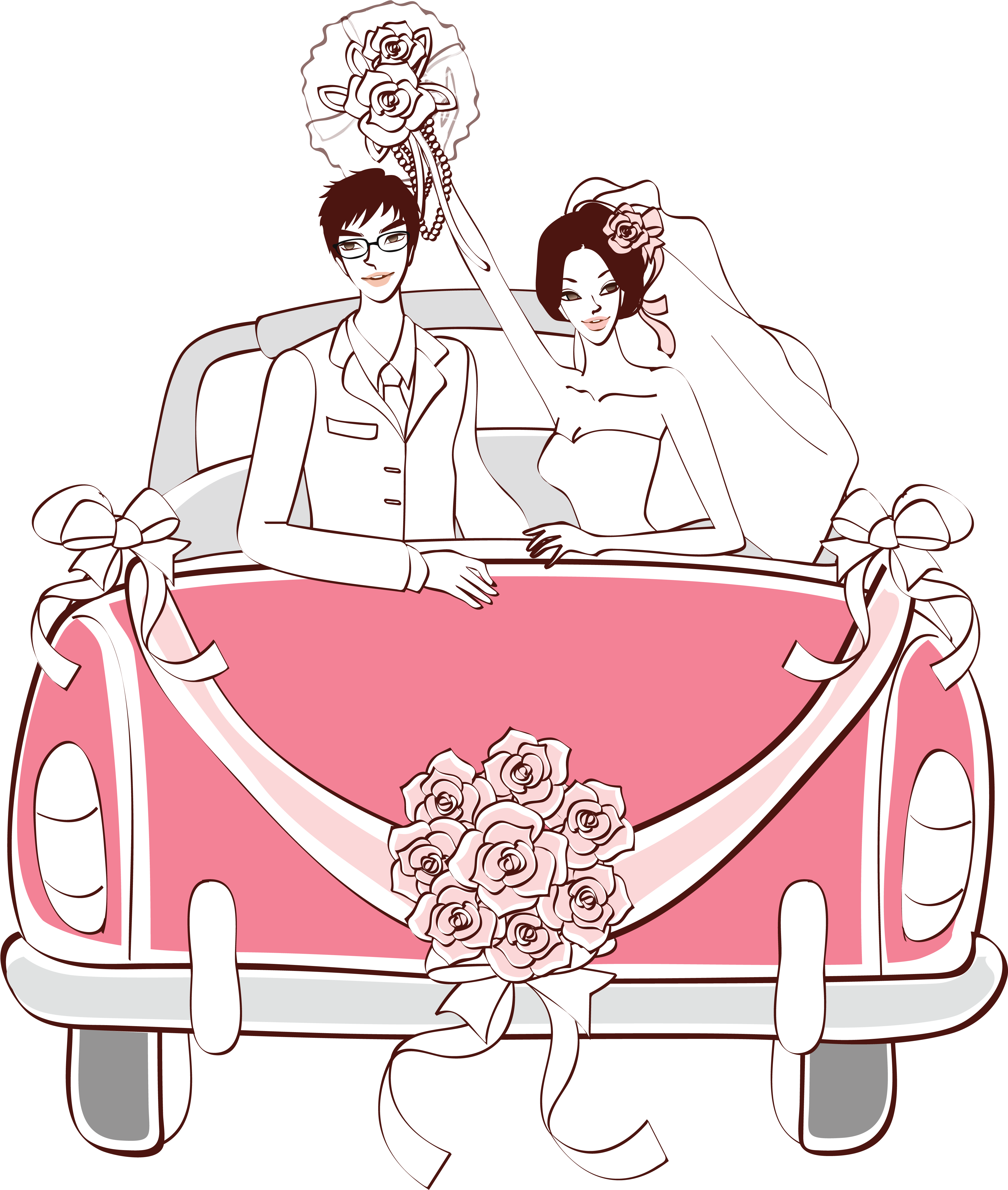 Pink Wedding Car Png Clipart - Wedding Car Drawing - Free Transparent PNG Clipart Images Download. - Transparent PNG Free Download