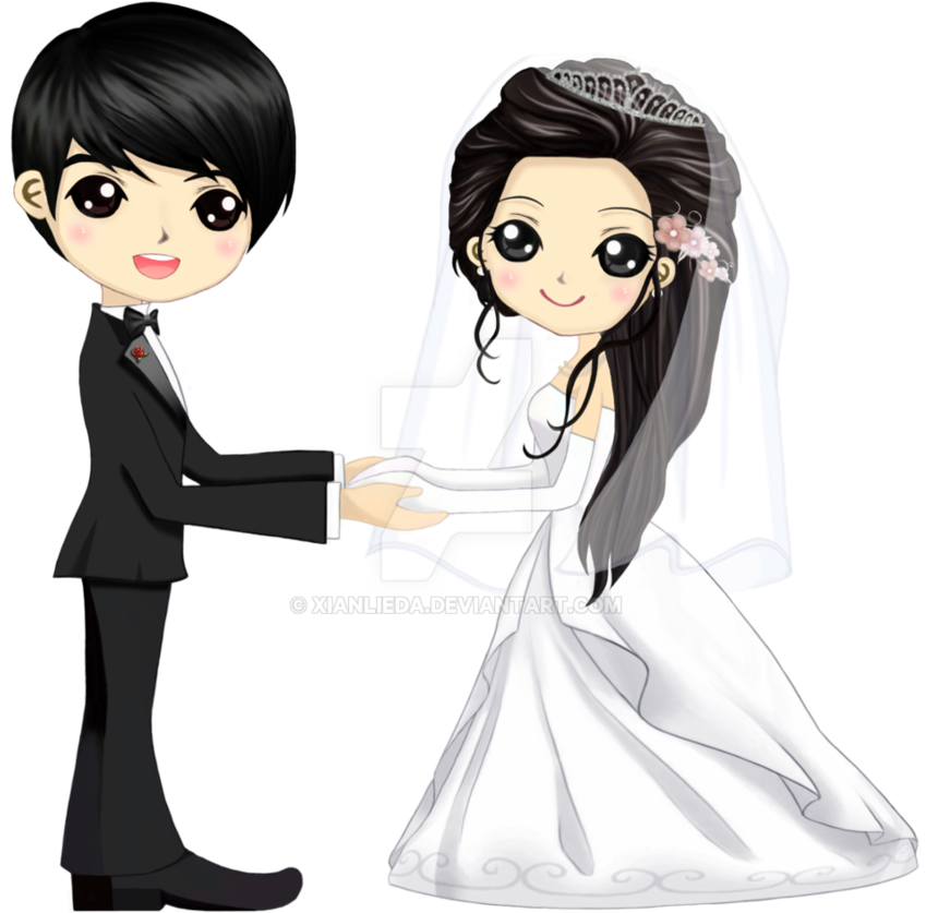 Monmon's Wedding Chibi By Xianlieda - Anime Chibi Wedding Couple - Free Transparent PNG Clipart Images Download. - Transparent PNG Free Download