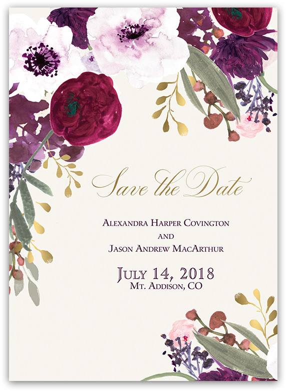 Burgundy And Gold Floral Boho Wedding Save The Date - Blush Floral Wedding Invitation - Free Transparent PNG Clipart Images Download. - Transparent PNG Free Download