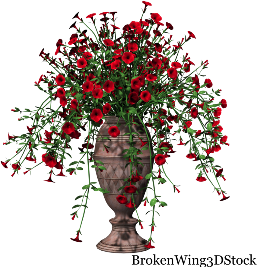 Potted Petunia-red01 By Brokenwing3dstock - Wedding Flowers In Vases Png - Free Transparent PNG Clipart Images Download. - Transparent PNG Free Download