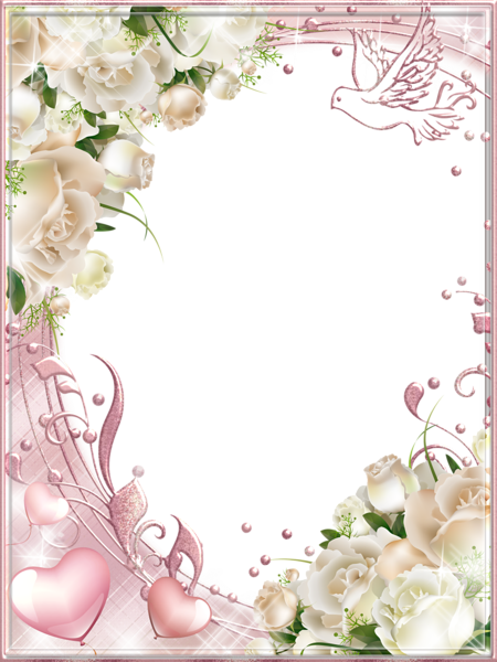 White Roses Pink Png Photo Frame - Wedding Borders And Frames Png - Free Transparent PNG Clipart Images Download. - Transparent PNG Free Download