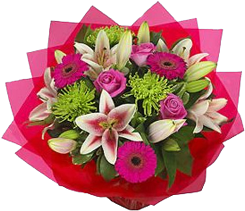 Vibrant Handtied Bouquet From Bethlehem Floral Studio - Pink And Green Wedding Flowers - Free Transparent PNG Clipart Images Download. - Transparent PNG Free Download