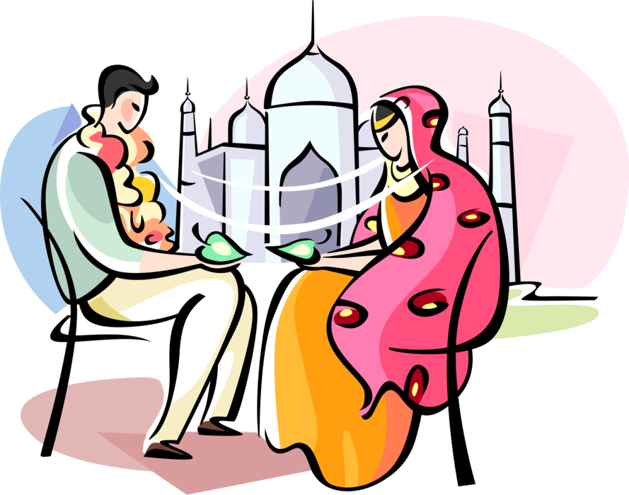 Vector Illustration Of Bengali Marriage Bride And Groom - Wedding - Free Transparent PNG Clipart Images Download. - Transparent PNG Free Download