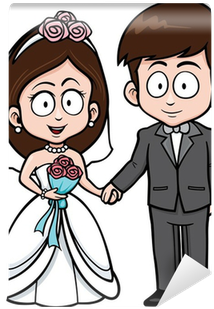 Vector Illustration Of Cartoon Wedding Couple Wall - Wedding Cartoons - Free Transparent PNG Clipart Images Download. - Transparent PNG Free Download