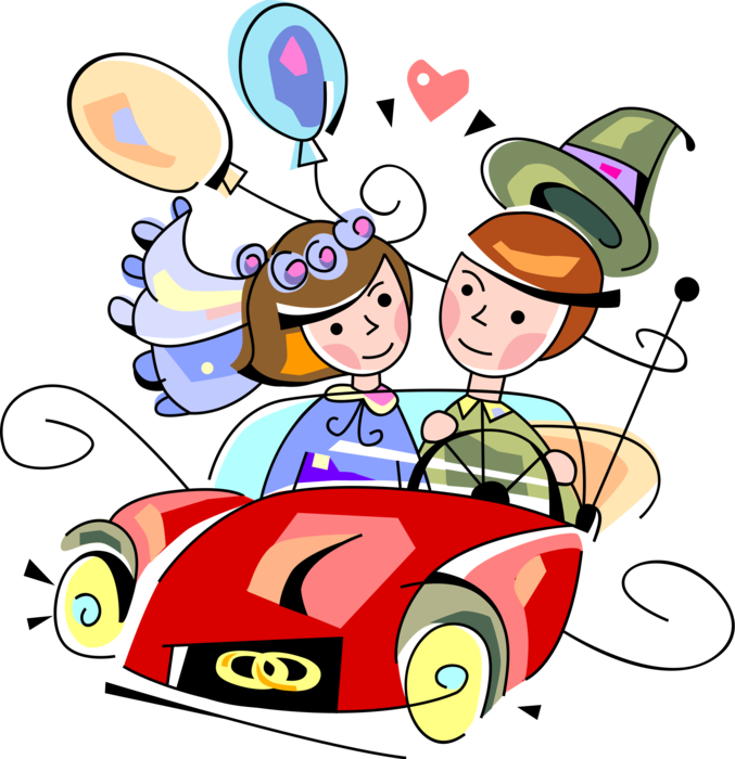 Vector Illustration Of Just Married Husband And Wife - Wedding Anniversary Clipart - Free Transparent PNG Clipart Images Download. - Transparent PNG Free Download