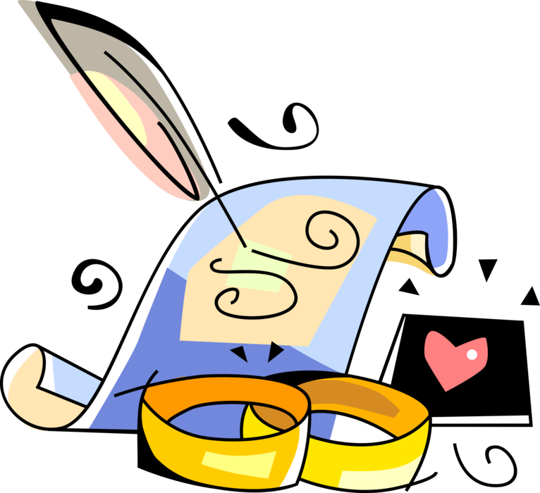 Vector Illustration Of Matrimonial Wedding Band Rings - Wedding Contract Clipart - Free Transparent PNG Clipart Images Download. - Transparent PNG Free Download