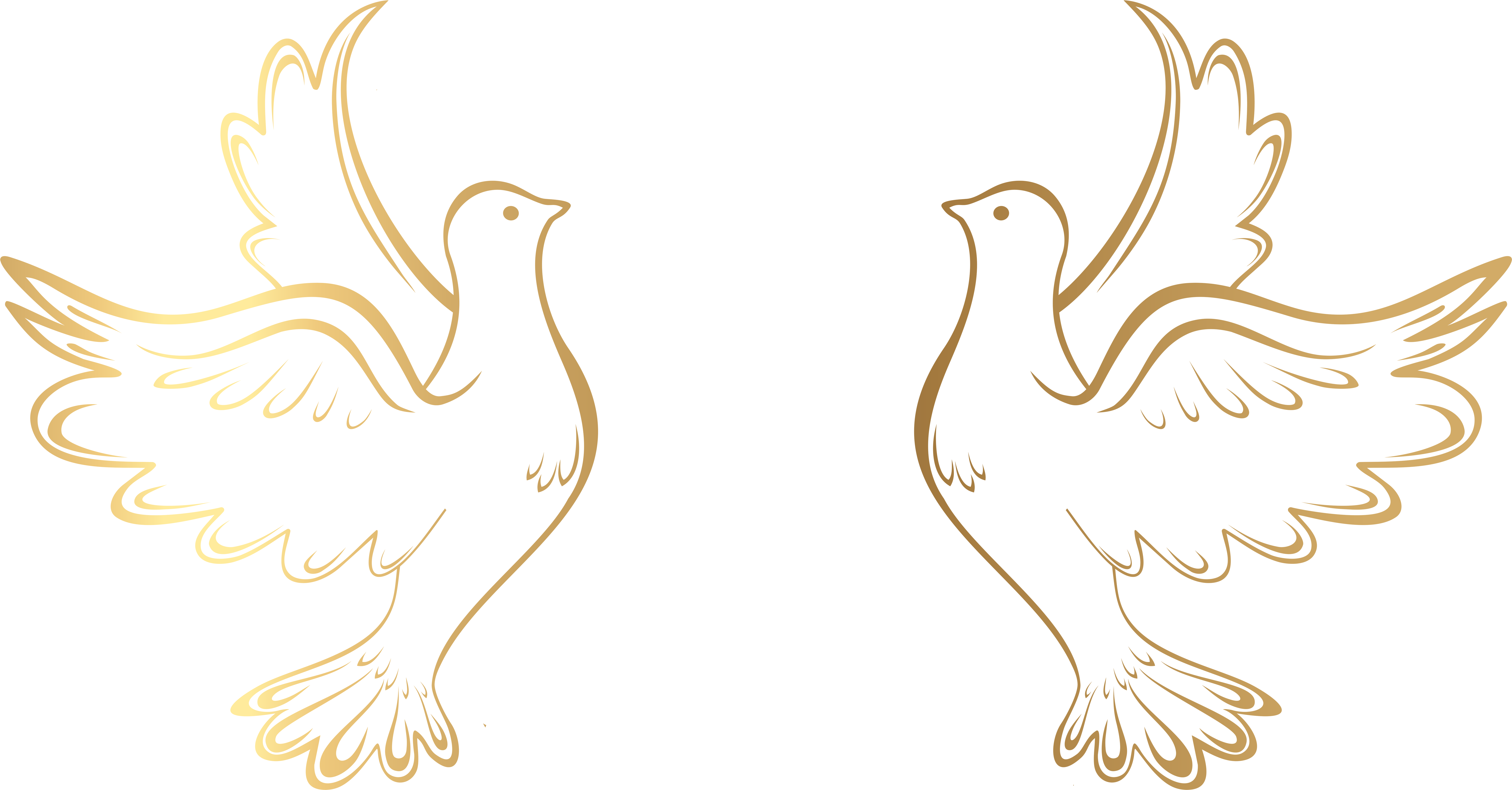 Gold Doves Decoration Transparent Png Clip Art Image - Vector Wedding - Free Transparent PNG Clipart Images Download. - Transparent PNG Free Download