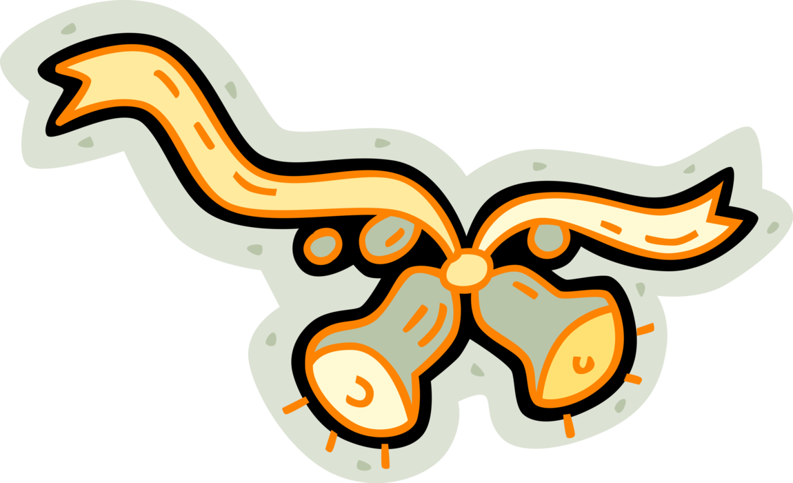 Vector Illustration Of Wedding Bells With Ribbon Banner - Wedding - Free Transparent PNG Clipart Images Download. - Transparent PNG Free Download