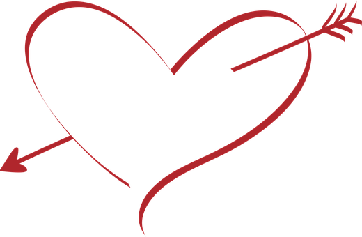 Heart Love Wedding Amor Arrow Red Pierced - Heart With Cupid's Arrow - Free Transparent PNG Clipart Images Download. - Transparent PNG Free Download