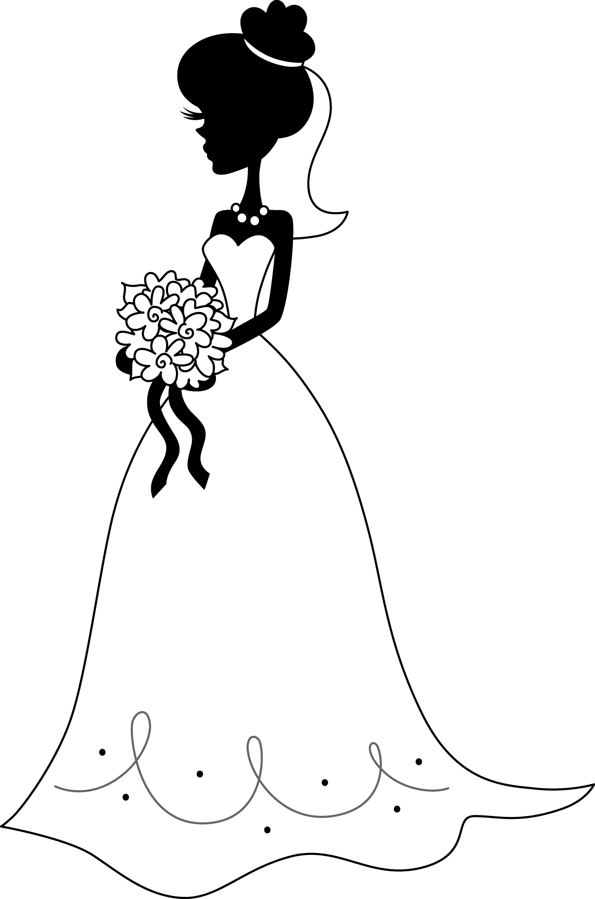 Wedding Dress Silhouette Png Woman - White Bride Silhouette Png - Free Transparent PNG Clipart Images Download. - Transparent PNG Free Download