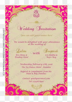 Diy Email Wedding Card Design 13a Pink Web - Calligraphy - Free Transparent PNG Clipart Images Download. - Transparent PNG Free Download