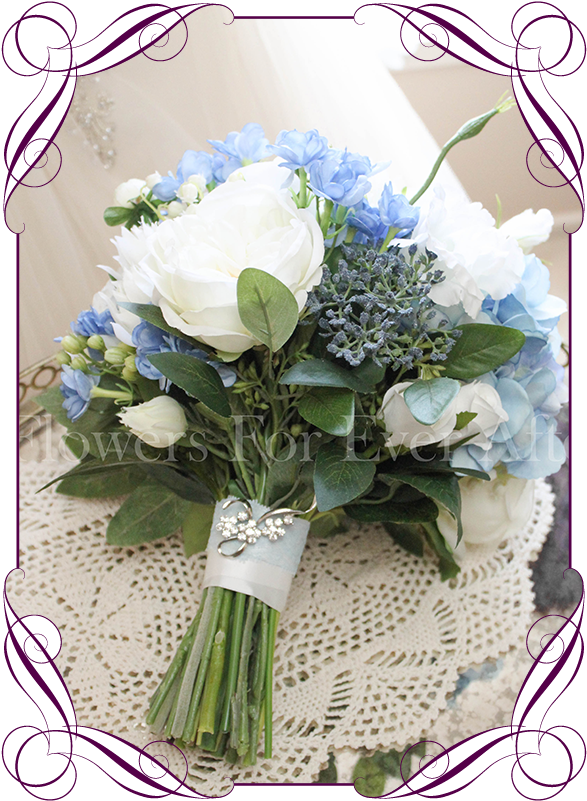 Silk Artificial Bridal Posy Bouquet With Light Blue, - Bouquet - Free Transparent PNG Clipart Images Download. - Transparent PNG Free Download