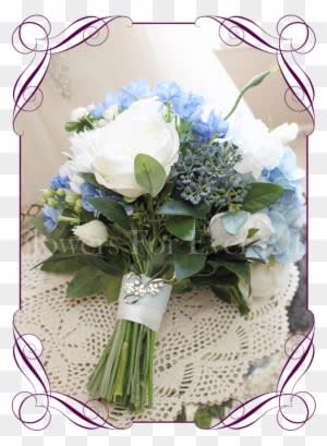 Silk Artificial Bridal Posy Bouquet With Light Blue, - Bouquet - Free Transparent PNG Clipart Images Download. - Transparent PNG Free Download