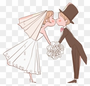 Digi Stamp - Groom And Bride Kissing Cartoon - Free Transparent PNG Clipart Images Download. - Transparent PNG Free Download