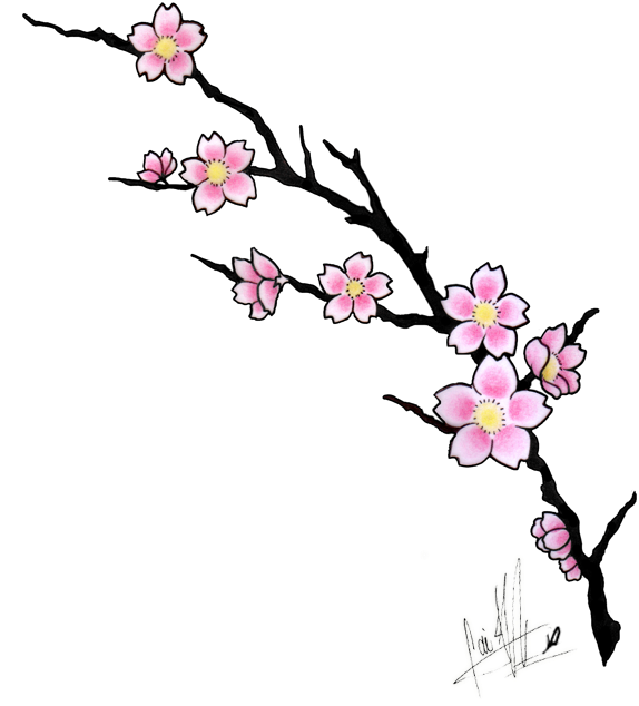 Sakura Flower Clip Art - Cherry Blossom Tattoo Design - Free Transparent PNG Clipart Images Download. - Transparent PNG Free Download