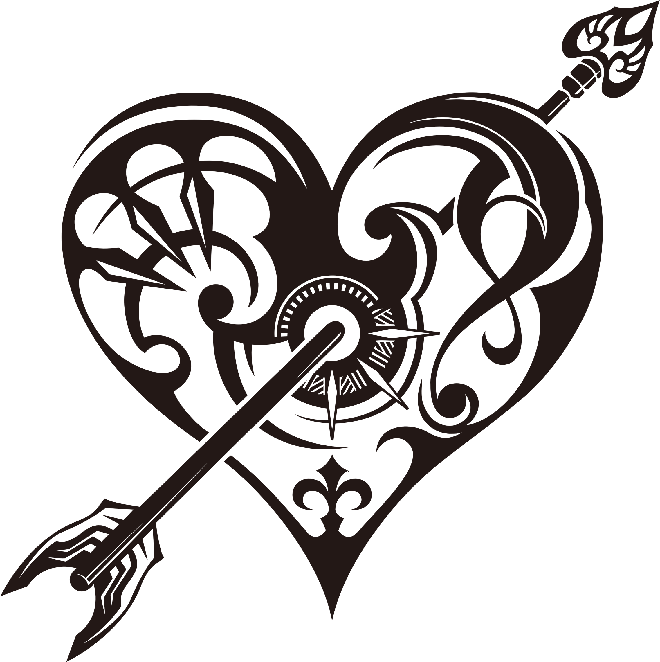 Tribal Heart With Arrow Clipart - Heart Tribal Tattoos Designs - Free Transparent PNG Clipart Images Download. - Transparent PNG Free Download